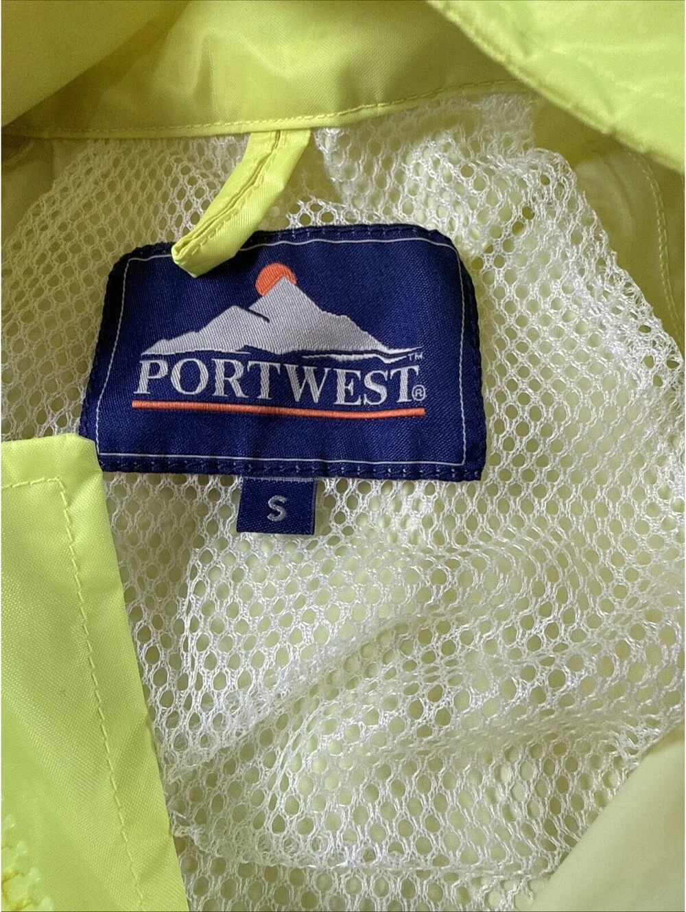 Portwest Rain Jacket Hooded Size S Neon Yellow Waterproof  S440 Pre Owned